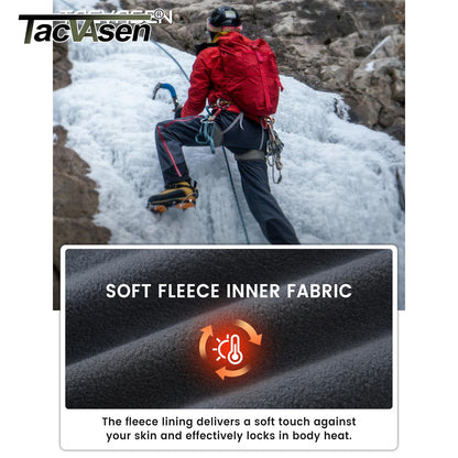 Calça Masculina de Inverno para Caminhada TACVASEN Forrada com Fleece, Impermeável, Softshell, para Esqui na Neve, Isolada, Cargo de Trabalho com 6 Bolsos com Zíper