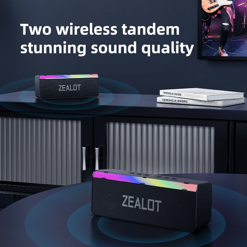 Caixa de Som Bluetooth Externa Zealot-S72 20W Som Superior e Graves IPX6 À Prova d'Água 10H de Reprodução Caixa de Som Portátil
