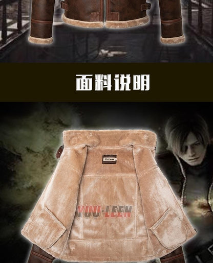 Game Biohazard Resident Leon Scott Kennedy Cosplay Costumes Faux Leather Jacket Role Play Coat For Man