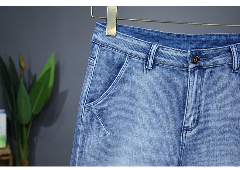 Men's Straight Casual Denim Shorts Simple Solid Color Slim Jeans Comfortable Breathable Bermuda Short Pants Summer