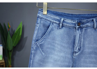 Men's Straight Casual Denim Shorts Simple Solid Color Slim Jeans Comfortable Breathable Bermuda Short Pants Summer
