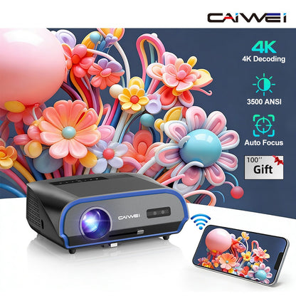 CAIWEI A10R 3500ANSI 1920 * 1080P Full HD 4K Projector Smart Android Auto Focus Outdoor Home Cinema Projectors for Movies Video