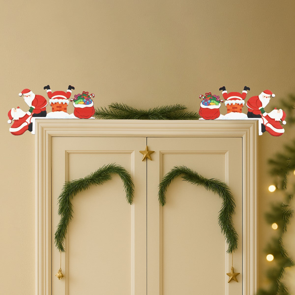 Christmas Gingerbread Man Wooden Door Frame Decoration Merry Christmas Decor for Home 2025 Navidad Xmas Ornament New Year 2026