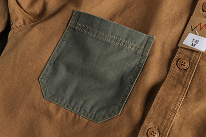 Long Sleeve Tactical Shirts Men  Patch Cargo Shirt Cotton American Casual Vintage Tooling Jacket Outdoor Workwear Blusas