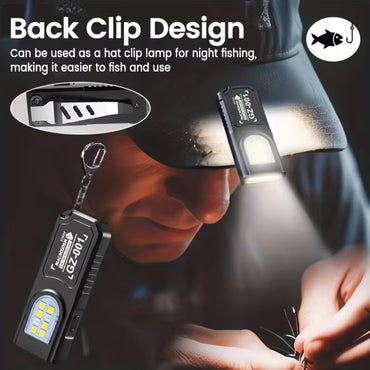 Mini COB LED Flashlight USB Rechargeable Torch with Magnetic Portable Powerful Working Light Outdoor Emergency Keychain Light