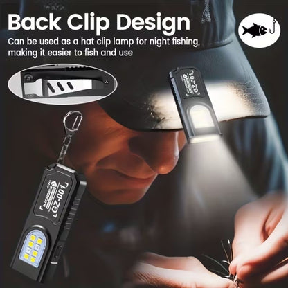 Mini COB LED Flashlight USB Rechargeable Torch with Magnetic Portable Powerful Working Light Outdoor Emergency Keychain Light