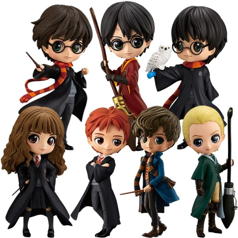 Enfeite de mesa da série Harry Potter, brinquedo modelo, boneco de ação, estátua modelo versão Kawaii Q, periféricos de anime para decoração