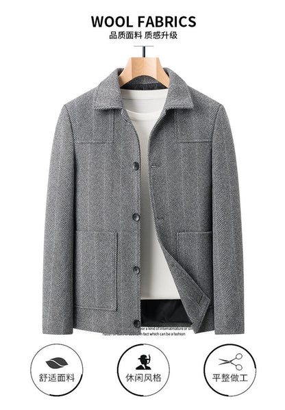 Classic Mens Office Dress Jackets Quality Casual Business Lapel Windbreak Coats Top Autumn Winter Blended Wool Jacket Streetwear
