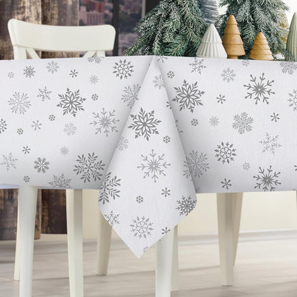 Christmas White Snowflake Waterproof Tablecloth Table Decor Winter Holiday Kitchen Dining Tablecloth Christmas Decorations
