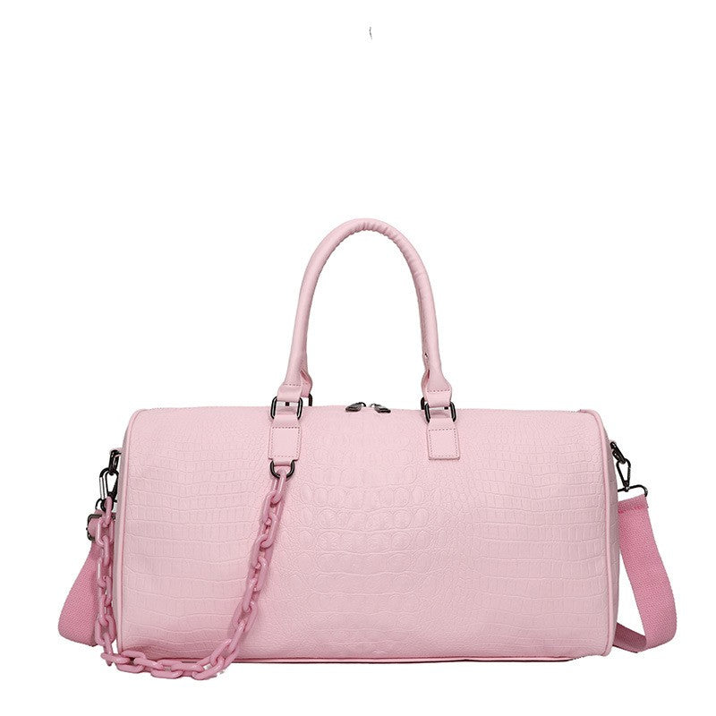 Women Travel Duffel Handbag Large Capacity Business Candy Color Shoulder Bag Waterproof PU Trip Commuting Gym Crossbody Pack