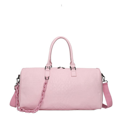 Women Travel Duffel Handbag Large Capacity Business Candy Color Shoulder Bag Waterproof PU Trip Commuting Gym Crossbody Pack