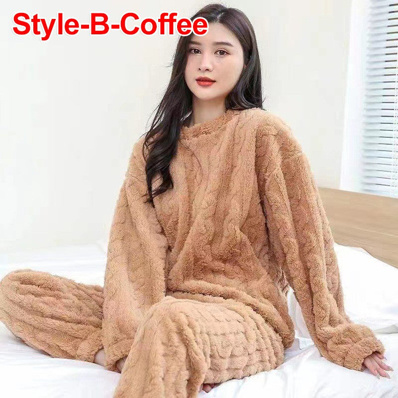Winter Women's New Pajamas Homewear Suit Women's Fall and Winter Warm Clothes Coral Velvet Leisure Pajamas Padded Homewear
