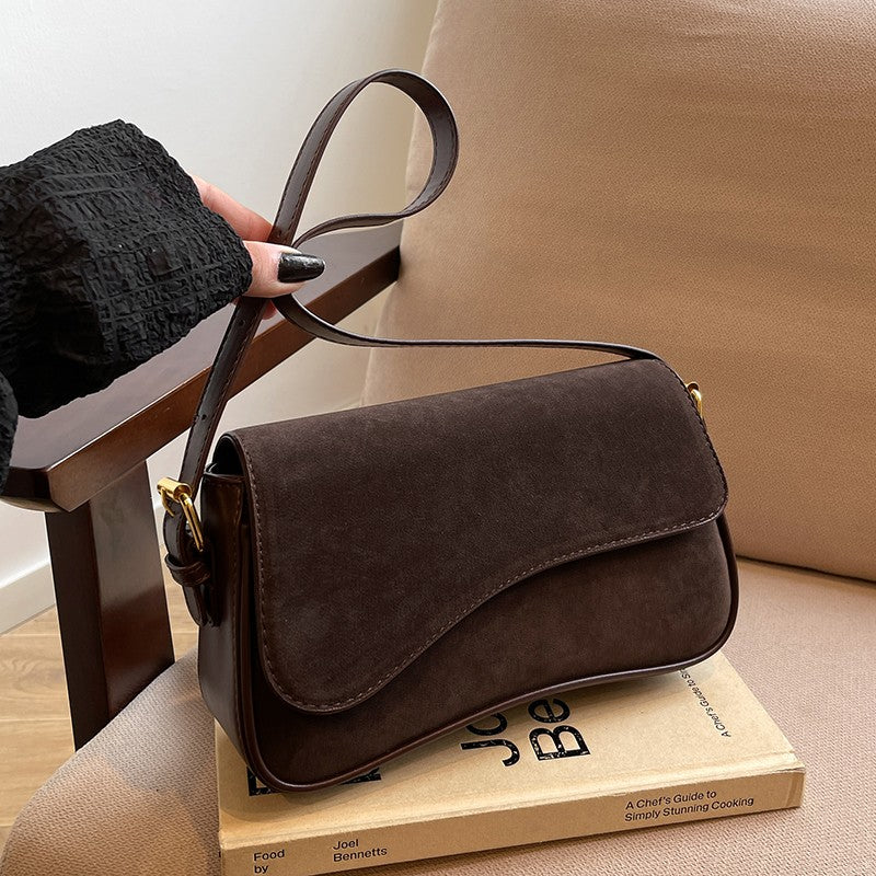 Solid Color Striped Flannel Women Crossbody Bag Quiet Luxury Designer Bag Fashionable Elegant PU Leather Shoulder Bags for Women