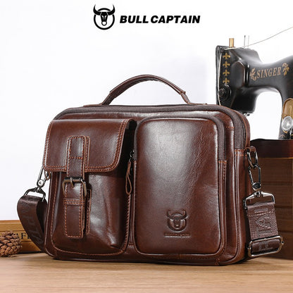 BULLCAPTAIN New Genuine Leather Men Crossbody Bag Male Briefcase Messenger Bag Casual Business Briefcase Style Men Shoulder Bag