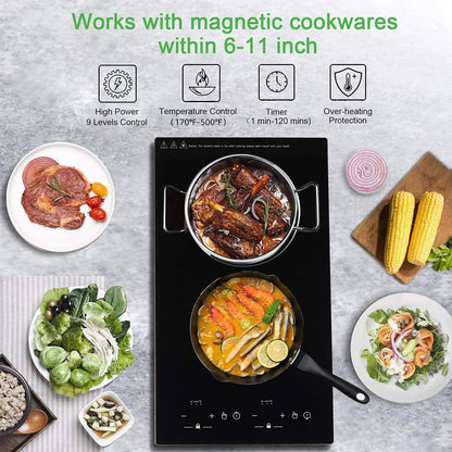 Commercial Built-In 2 Plates Electric Stove Induction Cooker Infrared Cooker Touch Screen Double Cooker Burner Induction Cooktop