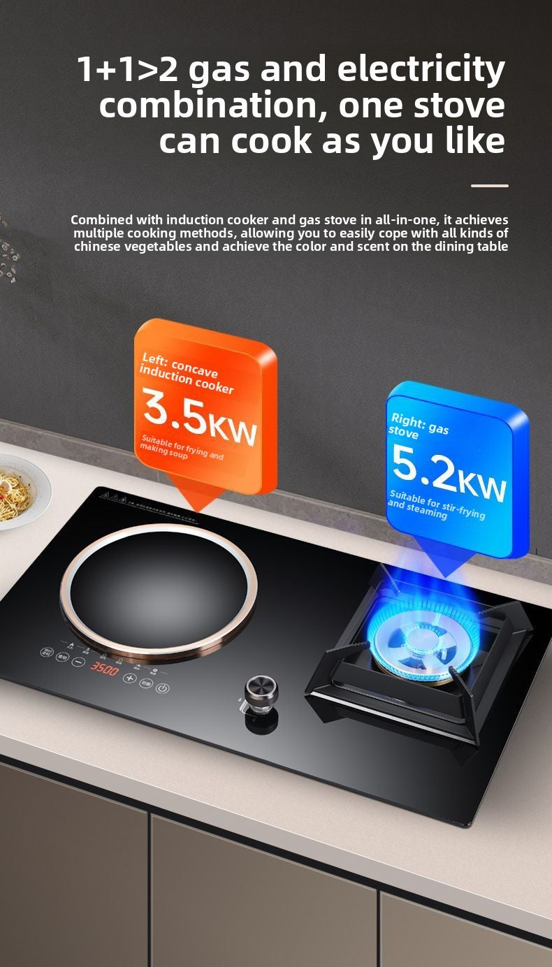 Dual Fuel 3500W Gas Electric Cooker Household Concave Induction Cooktop Class Energy Built-in Countertop Natural Gas Easy Table