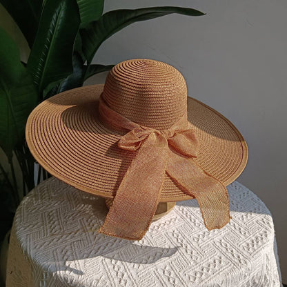 Summer straw hat 2025 large brim outdoor sun protection sun hat travel vacation foldable beach hat  sombrero para sol mujer