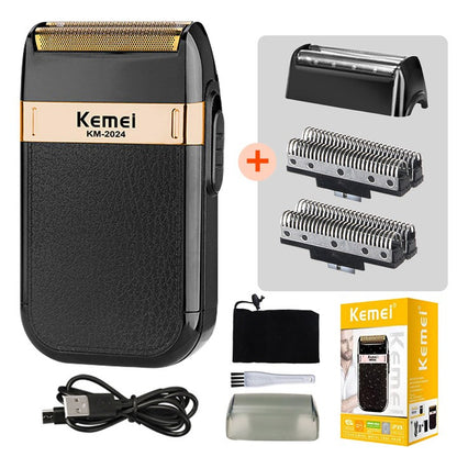 Kemei Electric Shaver for Men Waterproof Twin Blade Reciprocating Cordless Razor USB Rechargeable Shaving Machine Barber Trimmer