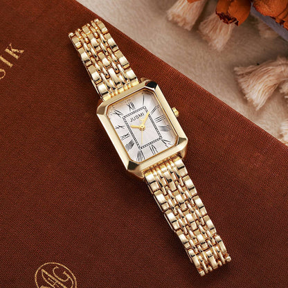 Light Luxury Fashion All-match Square Roman Graduated Quartz Women's Watch for Christmas and Halloween Holiday Gifts
