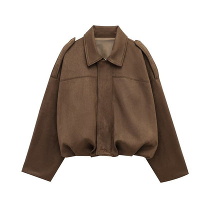 MUJER 2025 Suede Bomber Jackets for Women Outerwears Oversized Jacket Woman Streetwear Zip Women's Coats Padded Varsity Jackets