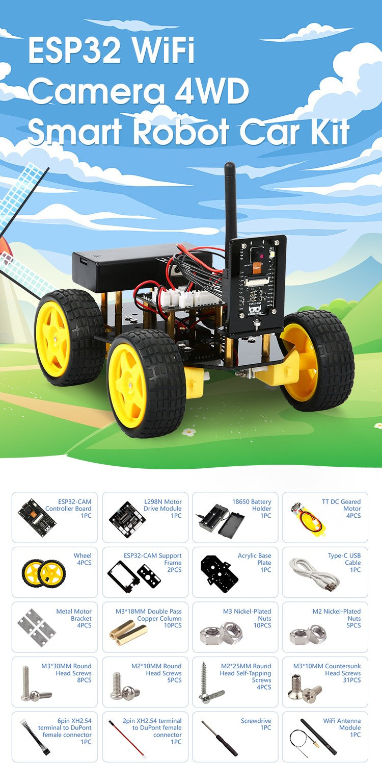 ESP32 Smart Robot Car Kit Carro de Controle Remoto para Projeto de Programação Arduino Kit de Codificação Científica de Educação STEM