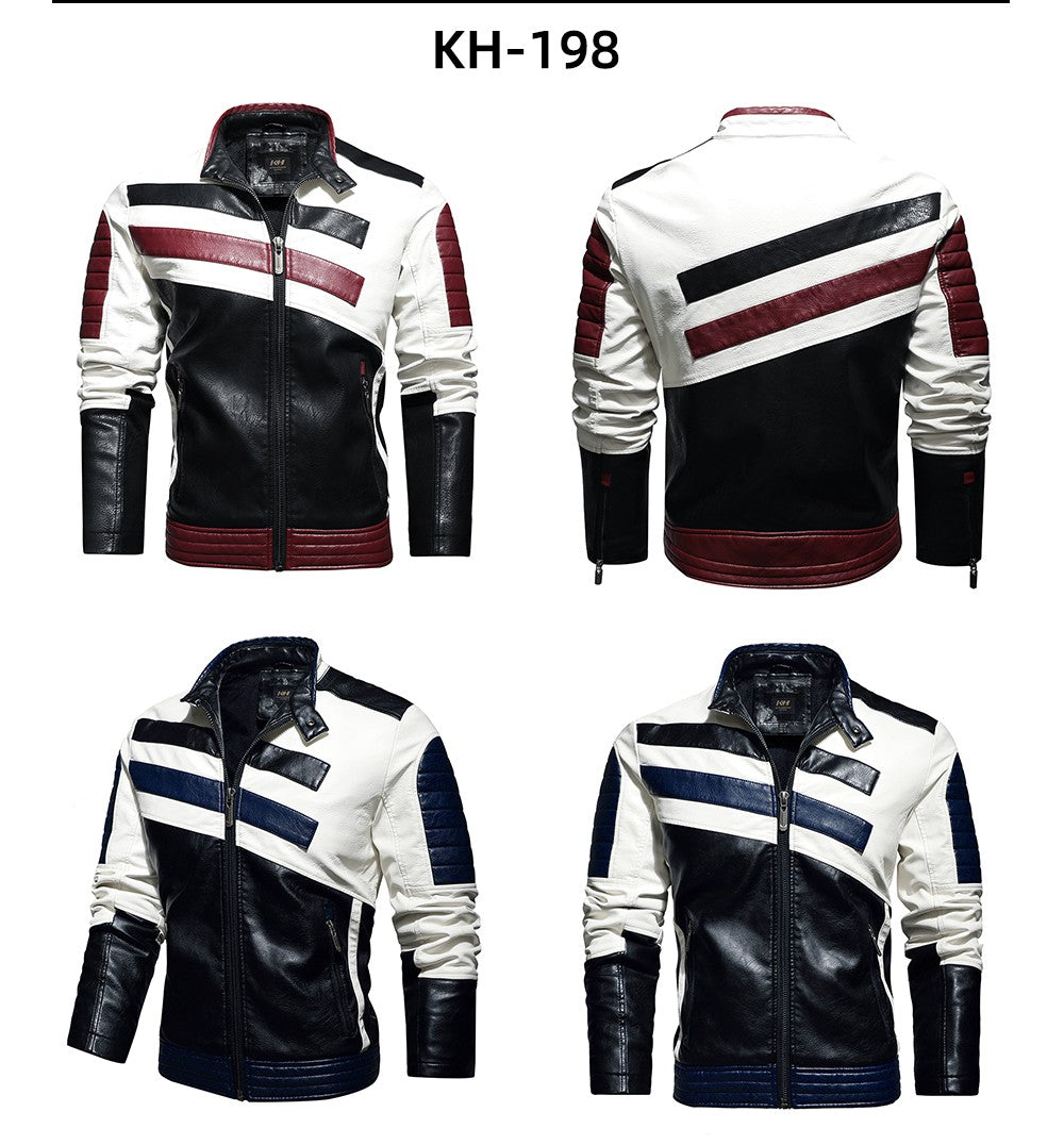 Vintage Motorcycle Jacket Men Fashion New Biker Leather Jacket Male Embroidery Bomber Coat Winter Fleece Pu Overcoat