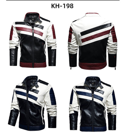 Vintage Motorcycle Jacket Men Fashion New Biker Leather Jacket Male Embroidery Bomber Coat Winter Fleece Pu Overcoat