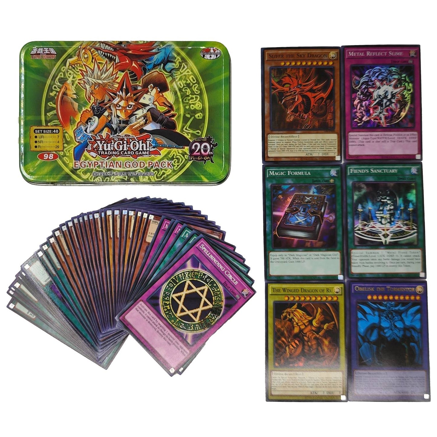 Yu Gi Oh Cards PACK DE DEUS EGÍPCIO Deck de Cartas Inglês TCG Holográfico Dourado Dragão Branco Jogo de Duelo Coleção de Cartas com Caixa de Lata