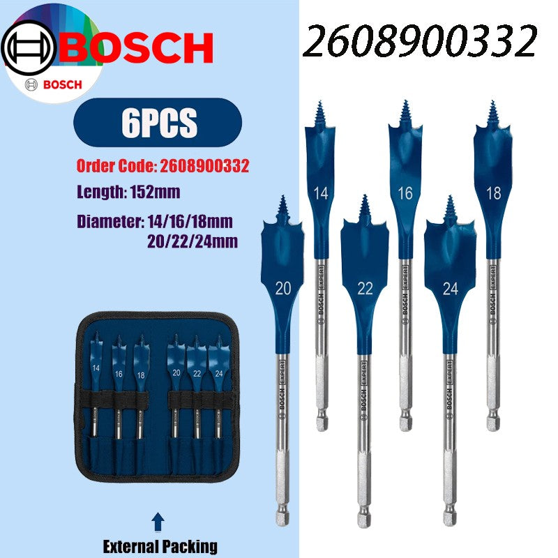 Broca chata para madeira Bosch Accessories de 152 mm, abridor de furo para armário, conjunto de brocas de aço de alta velocidade para fresar madeira, com ponta tripla