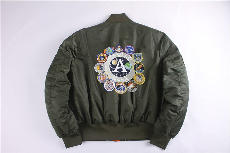 Winter bomber flight jacket vintage MA-1 APOLLO men coat streetwear warm varsity hip hop baseball letterman pilot us air force