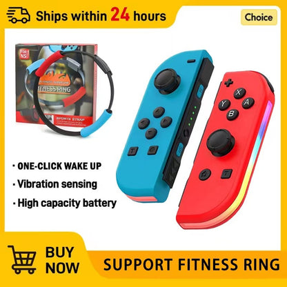 Wireless Switch L/R Controllers Hall Joystick RGB Colorful Light BT 5.3 Wake Up Six-Axis Vibrating Joypad For Switch/Lite/Oled