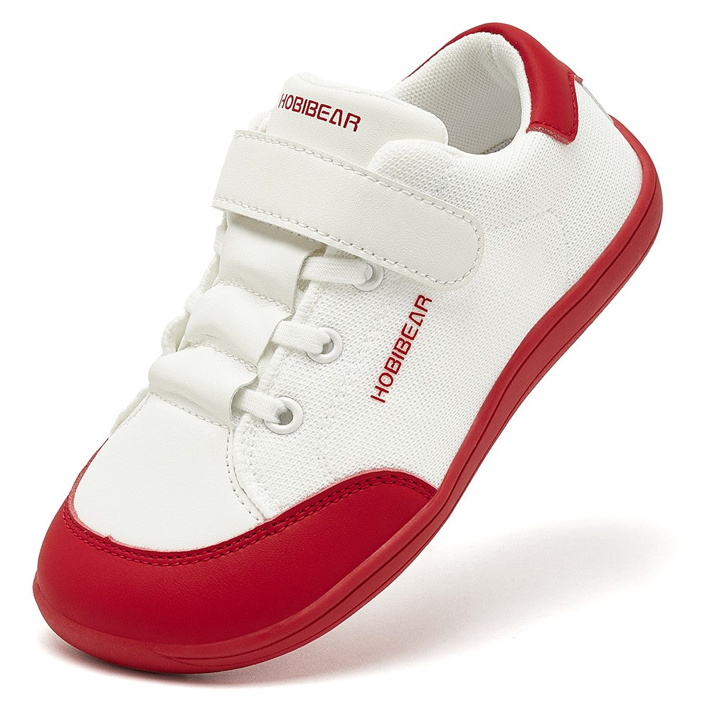 HOBIBEAR Kids Wide Toe Barefoot Shoes Boys Girls  Minimalist Sneakers Lightweight Hook Loop Mesh Artificial Leather Shoes