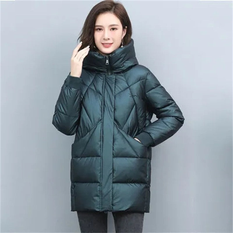 2023 Hooded Cotton Coat Women's Mid-Length Winter Jackets Elegant Mother's Parkas Padded Jacket Thick Down Padded Jacket Vintage