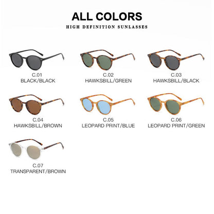 Óculos de Sol Polarizados Redondos Retrô Masculino Feminino Armação Clássica Leopardo Óculos de Sol Fashion Preto Dirigindo Masculino Feminino Goggles UV400