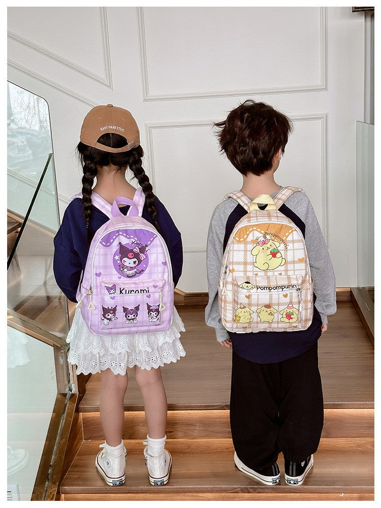 Mochilas Hello Kitty Kuromi Cinnamoroll com estampa de desenho animado fofo e leve para meninos e meninas do jardim de infância