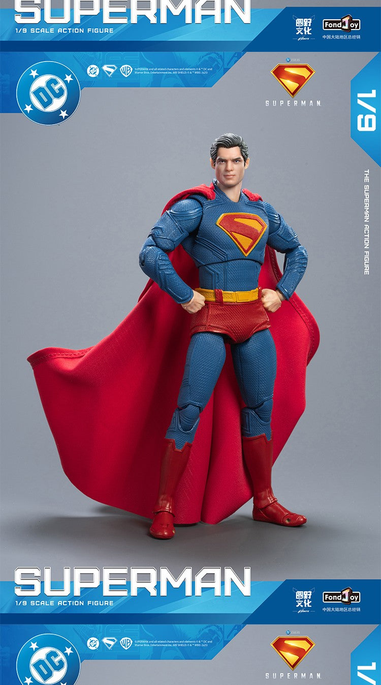 2025 Boneco de Ação Original Fondjoy David Corenswet Superman 1/9 Novo Boneco Superman Articulado em PVC Brinquedo Infantil Presente para Menino