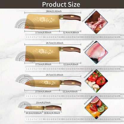 Conjunto de Facas de Cozinha Douradas de Luxo - Lâminas de Aço Inoxidável de 4 Peças com Revestimento de Titânio. Cabos Ergonômicos. Facas de Alta Performance