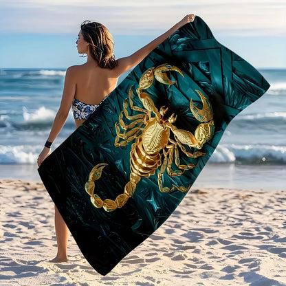 Golden Scorpion Beach Towel: A Striking Accessory for Your Next Beach Adventure! Suitable for towels, bath towels, beach towels