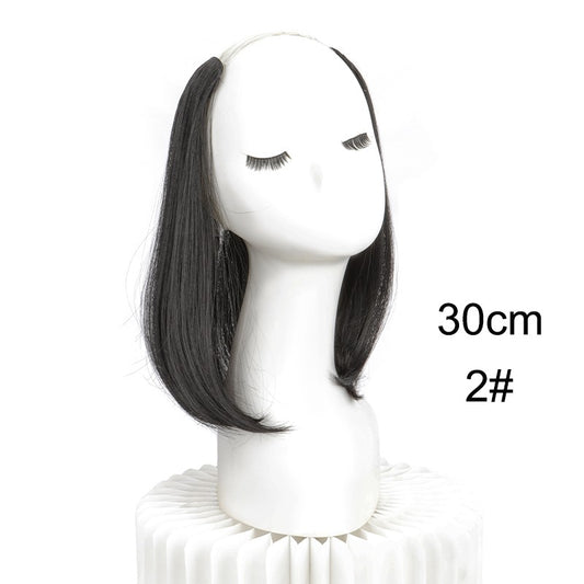 20/30cm Synthetic Short Straight Internal Buckle V-shaped Half Head 4Clips Hair Extension Invisible  Hairpiece for Women