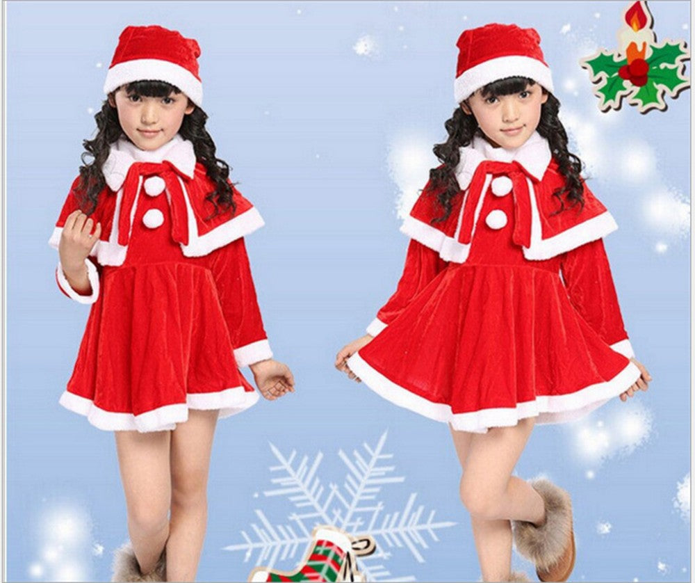 Christmas Baby Santa Claus Cosplay Costume Baby Boys Girls 3/4 Sleeve Clothes Toddler Kids Dress Children Clothing for 1-8 Years