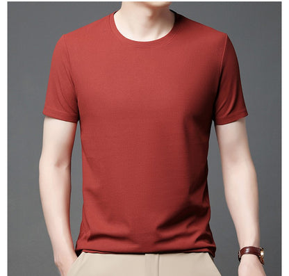 New Summer Waffle Round Neck Short Sleeved T-shirt for Men's Short Sleeved Top