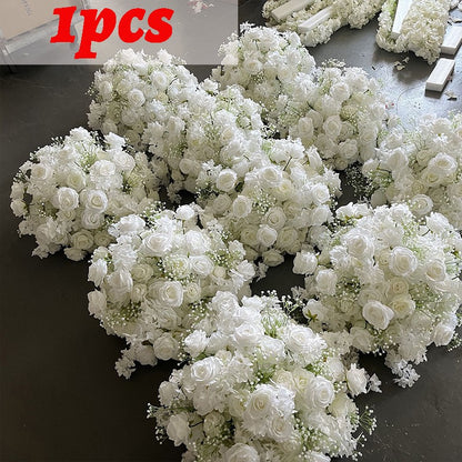 30-70cm Artificial White Rose Flower Ball, Wedding Reception Table Centerpieces, Floral Arrangement for Party Event Decor