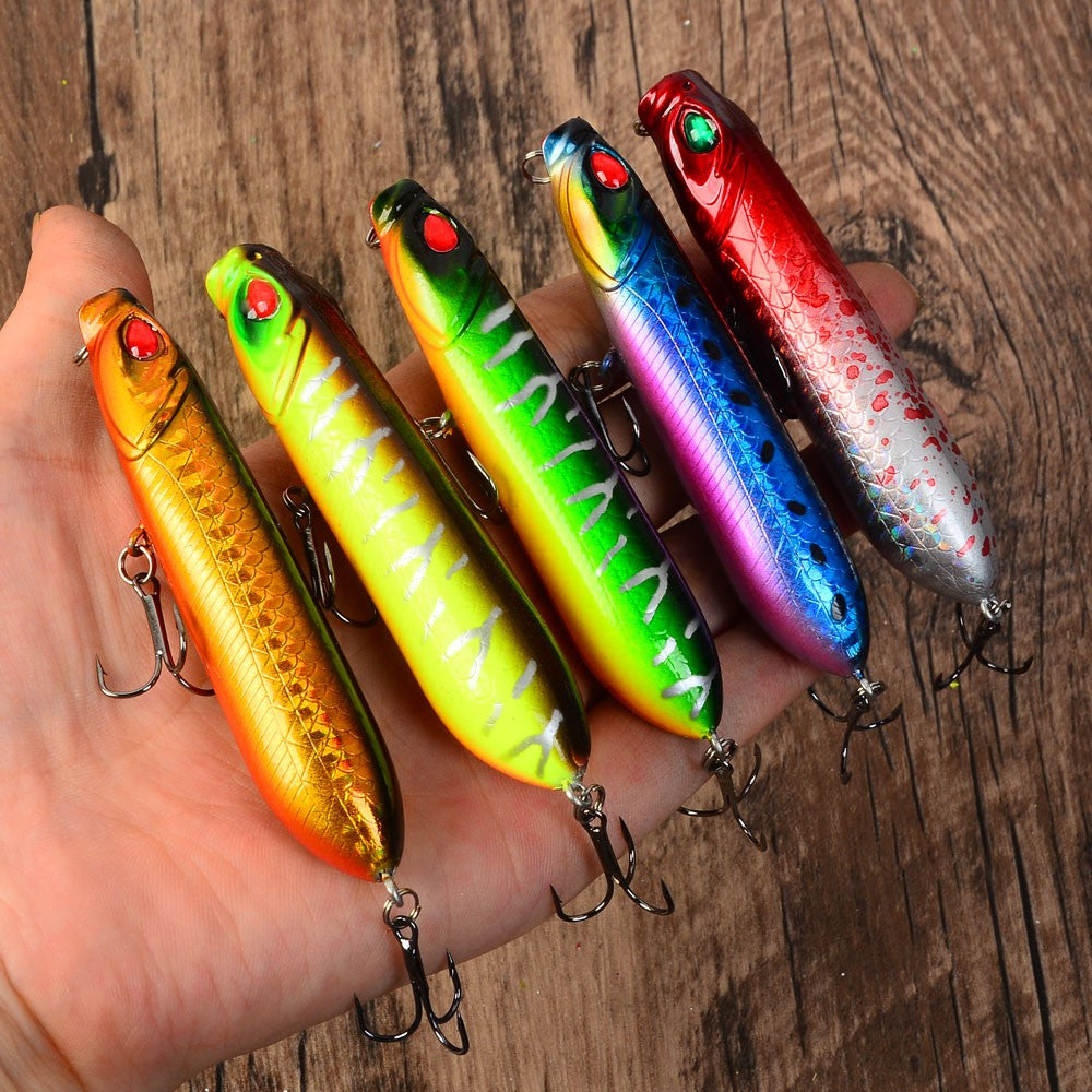 5pcs Popper Fishing Lures Topwater Popper Wobblers Hard Bait Floating Baits Sea Bass Pike Fishing Lure