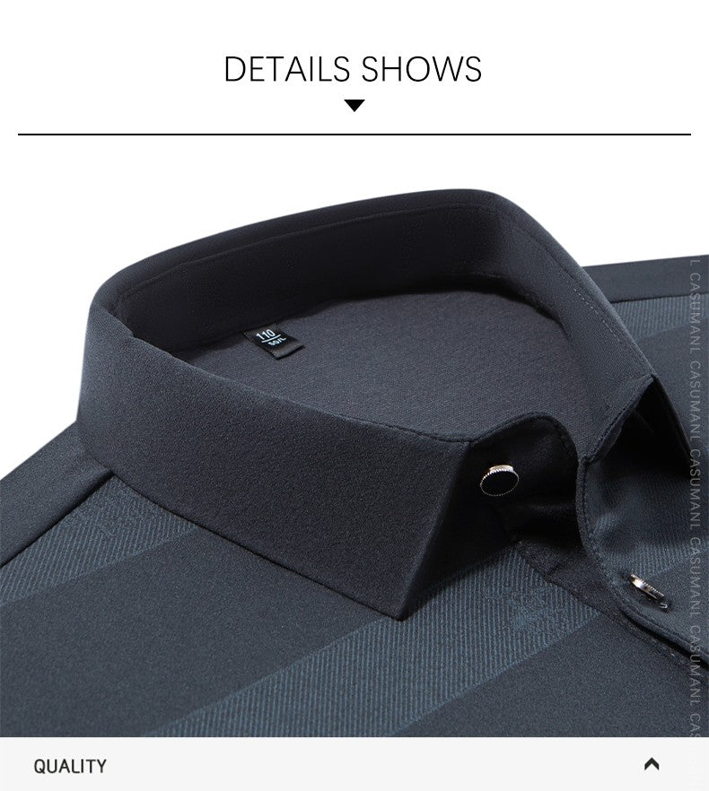 BROWON Elegant Mens Polo Shirts 2025 Spring Autumn Long Sleeve Lapel Collar Big Striped Pattern T-shirt Male New in Tops & Tees