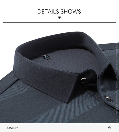 BROWON Elegant Mens Polo Shirts 2025 Spring Autumn Long Sleeve Lapel Collar Big Striped Pattern T-shirt Male New in Tops & Tees