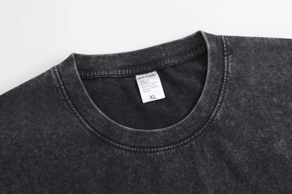 Spider Pattern Rint Men's Summer Retro Style Washed Water T-Shirt Casual Short Sleeved Basic Men's Top 230G