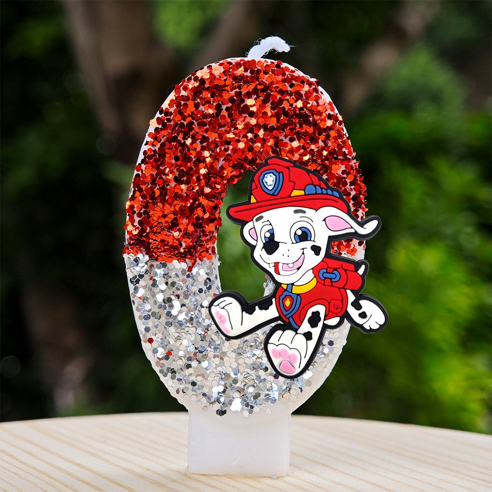 Paw Patrol Candle 0-9 Number Candle Paw Patrol Cartoon Character Party Cake Plug-in Birthday Cake Decoration Baby Shower Gift