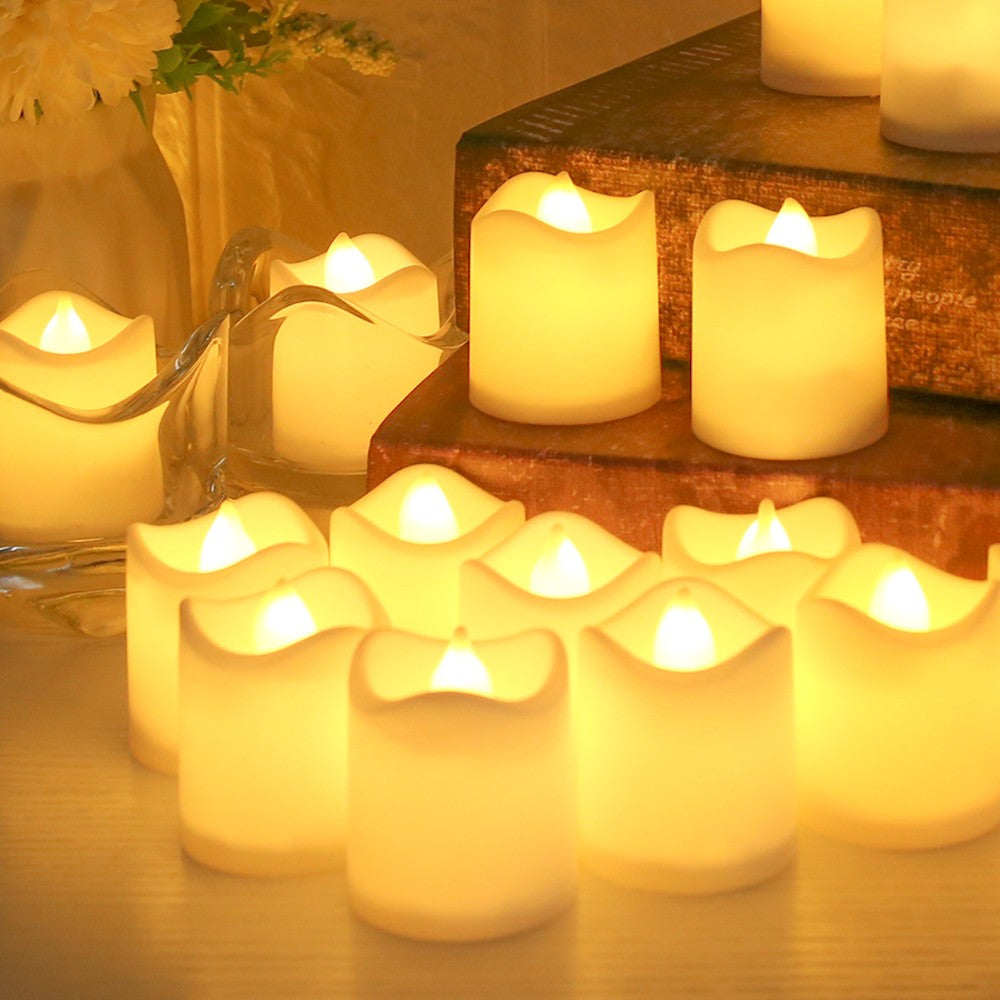 24/48Pcs Flameless LED Candle Lights Battery Powered Creative Wishing Tea Lamp Warm White Halloween Wedding Christmas Decoration
