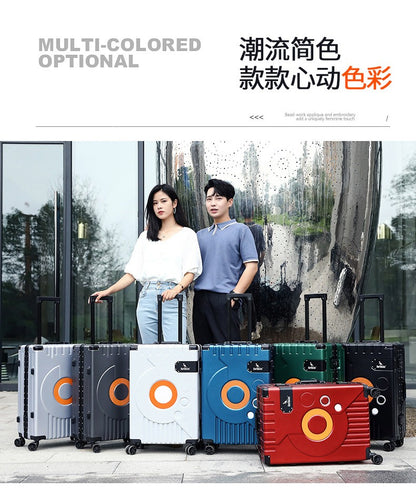 Fashion Aluminum frame travel luggage silent large-capacity trolley suitcase 20 inch suitcase carry on 24 inch password box
