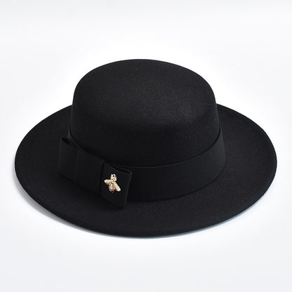 Fedora Hat for Women Fashion Formal Wedding Decorate Church Cap Flat Top Bow Party Jazz Hat Chapeau Femme